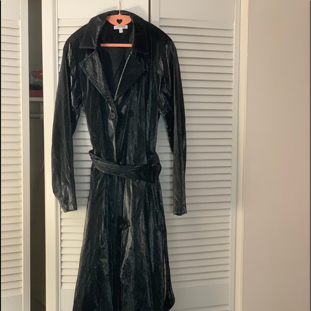 Good American black trench coat